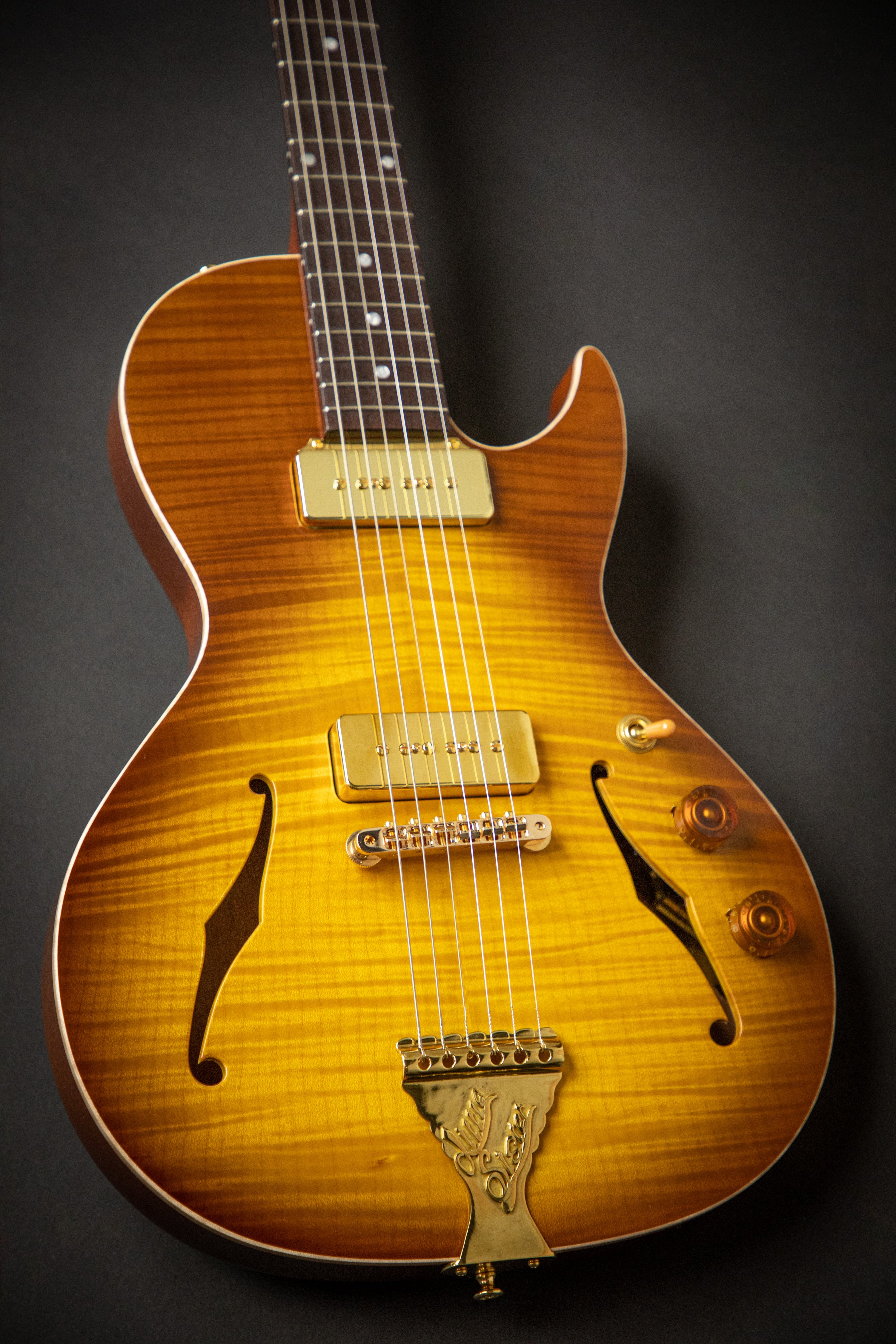 B&G Guitars Private Build - Little Sister Honey Burst Cutaway P90