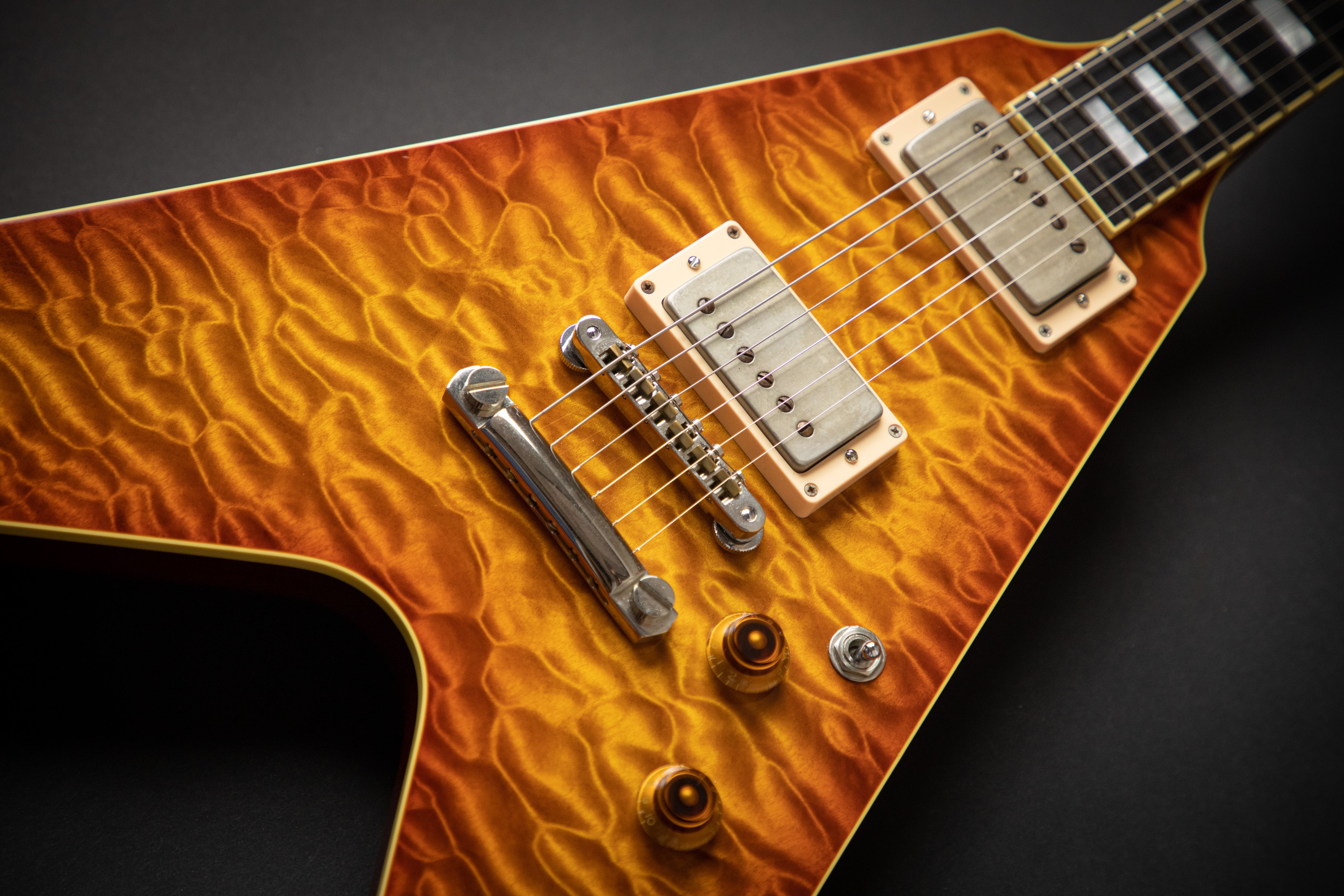 ESP Custom Shop CH Prototype - Flying V Honey Burst QM – Guitars