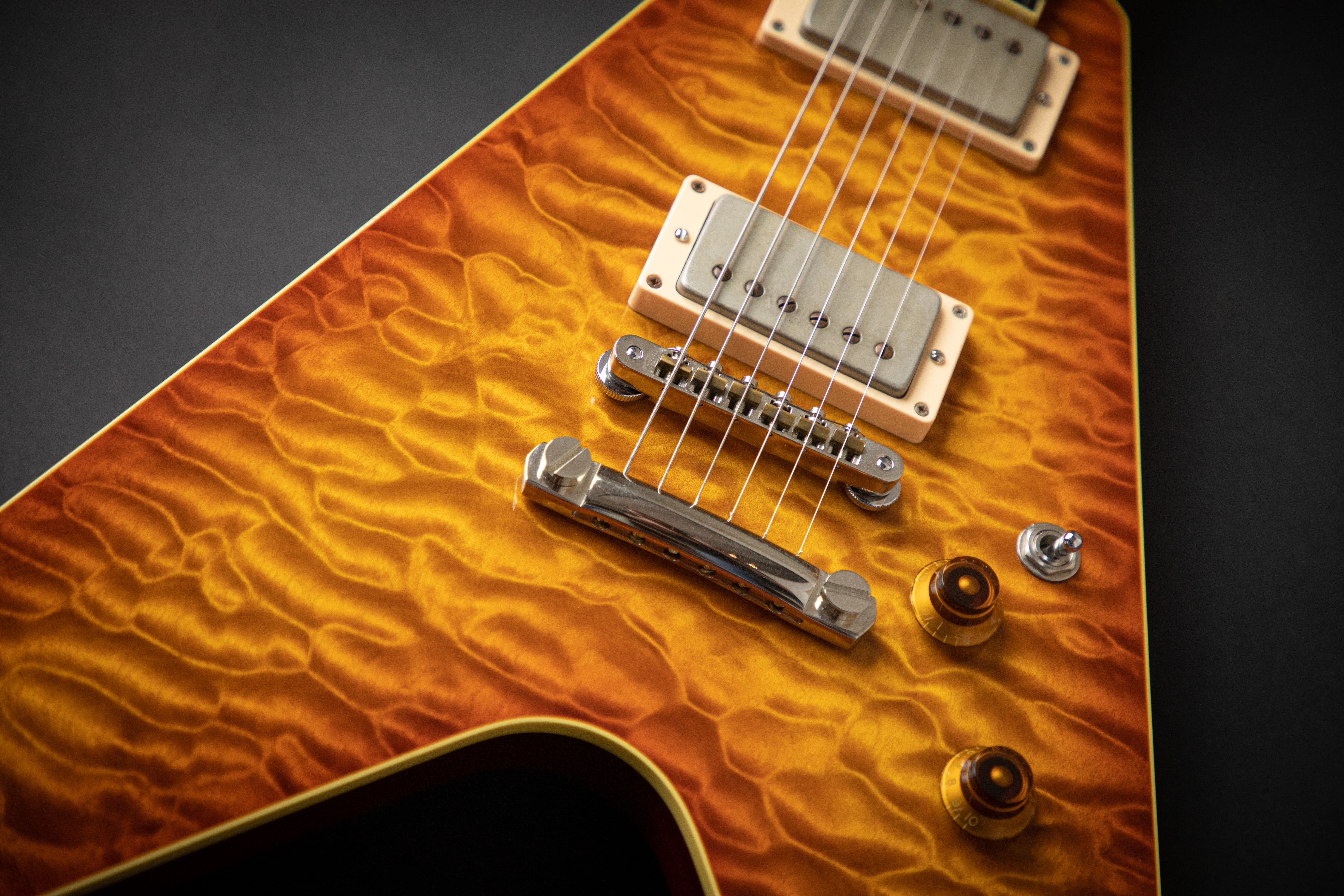 ESP Custom Shop CH Prototype - Flying V Honey Burst QM – Guitars
