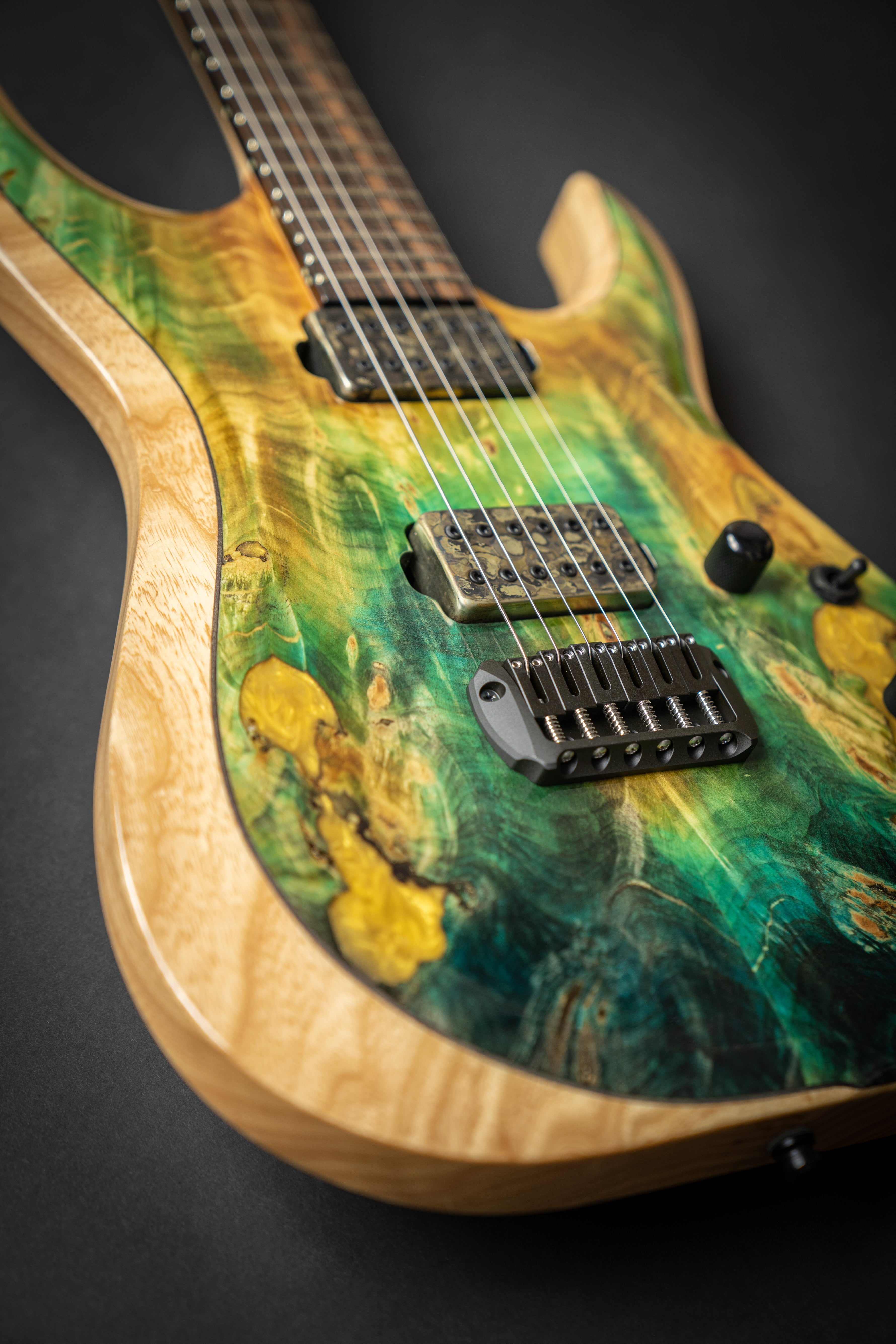 ESP Custom Shop M-II NT Buckeye Burl Experimental Green Stained
