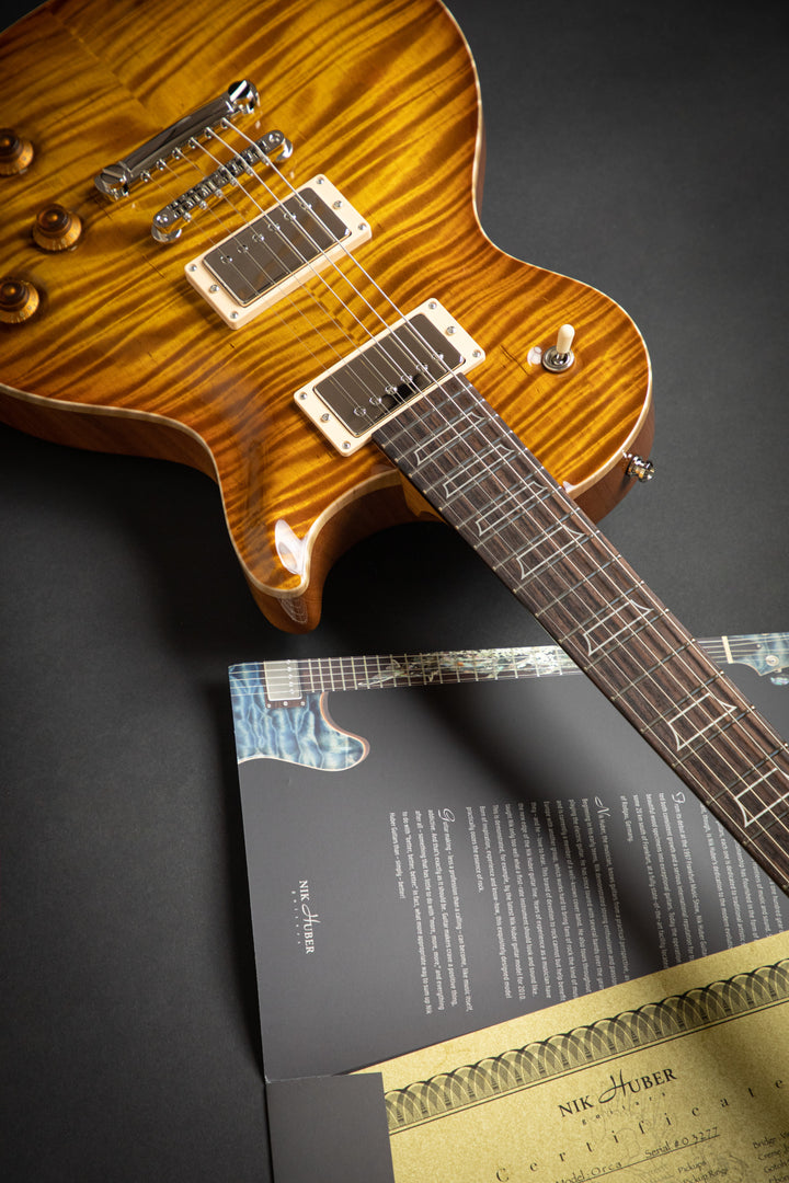 Orca Faded Sunburst Fat Back Exceptional Curly Maple Top (03277)